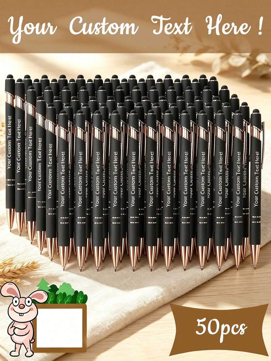 20/50 piezas Bolígrafos de bola negra, personalizables, retráctiles, bolígrafos de regalo con tinta negra, bolígrafos decorativos de metal, adecuados para la temporada de regreso a la escuela, útiles escolares, personalización corporativa, regalo personalizado BTMW - Azul oscuro - Ver 1
