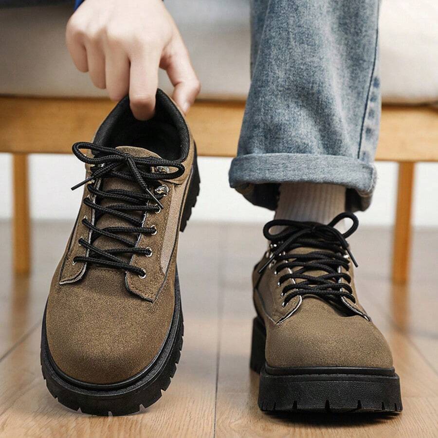 Men's Formal Shoes Fashion Thick Sole Big Toe Slip-On Loafers British Style Business Casual Work Daily Walking Shoes, Size Runs Large (Slight Color Difference) - Brown - View 1