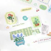 1 cuộn băng keo Washi giấy tổng hợp, series My Healing List phong cách hoạt hình dễ thương, họa tiết minh họa vẽ tay chủ đề thiên nhiên tươi mới, quy trình cắt khuôn loại bỏ phần thừa, phù hợp trang trí sổ tay/scrapbook/album ảnh/journal collage, sticker văn phòng phẩm DIY cho học sinh, đồ dùng thiết yếu tựu trường - 1 cuộn - Xem 8