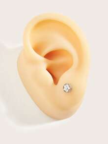 1pc Fashion Casual Diamond Flower Stainless Steel Stud Earrings Suitable For Women's Daily Wear - Flower - View 5
