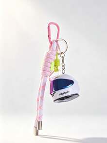 1pc Creative Colorful Motorcycle Helmet Keychain, Couple Bag Charm Keychain, Motorcycle Helmet Phone Lanyard, Car Keychain Gift - Multicolor - View 6