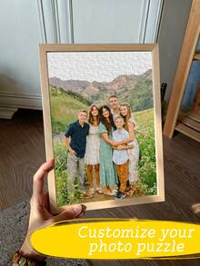 1 Personalized Wooden Puzzle, Customized Photo Portrait Puzzle, Couple Portrait Puzzle, Anniversary Customized Photo, Graduation Class Photo Puzzle, Family Reunion Customized Puzzle, Romantic Parent-Child Family Commemorative Birthday Gift - Black - View 3