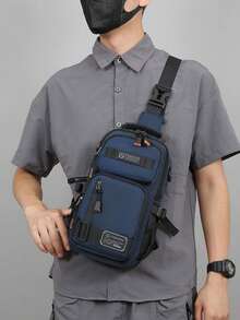 New Fashion Men's Chest Bag Tech Style Multifunctional 2-In-1 Backpack Small Bag Outdoor One Shoulder Crossbody Bag Zipper Decoration Multi-Pocket Holiday Gift For Father Boyfriend - Multicolor - View 3