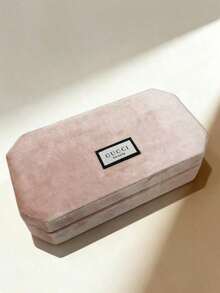 Velvet Octagonal Divided Jewelry Box Desktop Travel Ring Earring Storage Gift For Women Gucci Beauty Pink Velvet Octagonal Jewelry Box - Pink - View 3