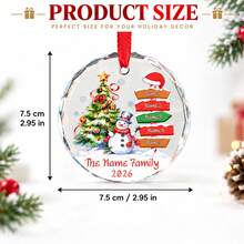 客製化聖誕路標掛飾，可個性化 2-5 個姓名的節日樹飾品，雪人冬季風格，客製化聖誕掛飾，可客製化家庭姓氏掛飾，聖誕家居裝飾，2026 節日紀念禮物，房間裝飾 - 彩色 - 查看 2
