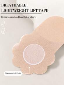 10Pcs Women's Self-Adhesive Invisible Breast Lift Tape, Push-Up Nipple Covers & Bra Pads For Large Bust And Plus Sizes, Soft Reusable Strapless Design - Apricot - View 7
