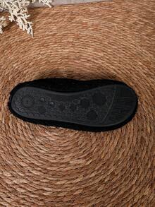 Super Soft Thick Sole Non-Slip Couple Home Thermal Slippers Women Winter Quiet Closed Toe Slip-On Comfortable Slippers - Black - View 3