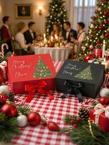 Personalized Christmas Gift Box, Christmas Tree Gift Box Set - Suitable For Christmas, Birthday, Wedding And Other Occasions As Decorative Gifts, Also Suitable For Party Activities As Foldable Paper Boxes - Multicolor - View 4