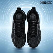 ONEMIX 2026 新款男士時尚運動休閒跑鞋,舒適吸震輕量透氣網布慢跑鞋,馬拉松訓練健身運動鞋,戶外登山防滑男鞋,日常走路休閒男士運動鞋,氧氣空間氣泡中底科技吸震輕量彈性運動鞋,中性款 - 賓士黑 - 查看 6