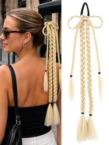 18inch Bow-Tie Braided Ponytail Elastic Hair Tie - A Cute And Elegant Hair Accessory Suitable For Ladies' Music Festivals, Parties, And Everyday Looks - Multicolor - View 9