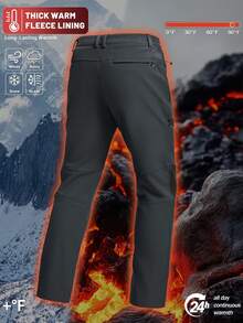 KEFITEVD Men's Fleece Lined Pants Softshell Trousers Waterproof Windproof Warm 4 Zipper Pockets Elastic Waist 3D Knee For Hiking Skiing Camping Winter Sports - Dark Grey - View 4