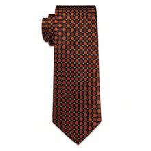 Orange Brown Geometric Polka Dot Pattern Men's Tie Handkerchief Cufflinks Gold Tie Clip 4pcs Set Business Matching - Orange - View 4