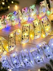 Lampu Pita LED untuk Pohon Natal | Desain Bergelombang Berkilau Emas | Bertenaga Baterai, Tidak Perlu Colokan | Cocok untuk Dekorasi Liburan Natal dan Pernikahan di Dalam Ruangan | Tema Santa Claus | Bahan Plastik Tahan Lama dengan Dekorasi Berkilau, Lampu Rangkaian Pohon Natal - Lampu Pita - View 6