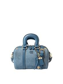 Women Fashionabel Retro Denim‑Print Boston Handbag, Mini PU Spliced Top‑Handle Bag, Chain Decor Crossbody Shoulder Purse With High-End Texture - Multicolor - View 15
