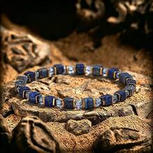Casual Style Lapis Lazuli 6mm Cube Bead Bracelet, Symbolizing Wisdom And Inner Peace, Handmade Natural Stone Spiritual Jewelry, Suitable For Daily Wear - Multicolor - View 4