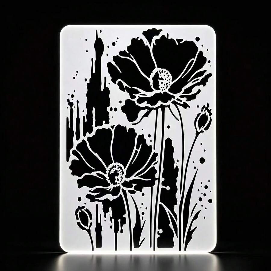 Floral Hollow Stencil, Reusable, Suitable For Painting, Handicrafts, Wall Decoration, Furniture, Canvas Drawing Template - 11.7 Inch X 8.3 Inch Stencil - A - View 1