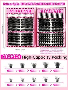 RITALASH 410PCS 6 Styles Upgrade Cat Lash Clusters Gift Packs, WaterProof Lashes Eyelash Clusters Extensions For Beginners And Proficient, DIY At Home Easily, Extension Soft Comfortable Easy Apply - View 2
