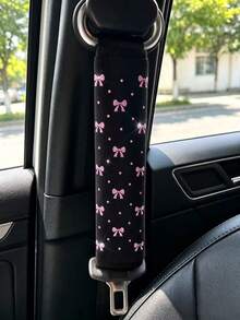 1pc Shiny Small Bowknot New Style Exquisite Soft Fabric Car Shoulder Seat Belt Decor, Anti-Choke Pressure Relief Comfortable, Women's Car Interior Accessory - Shoulder Pads - View 4