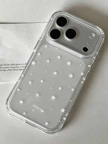 黃紫色星星透明手機殼，適用於 iPhone 18 Pro Max 17 Pro Max 17 Pro 17 16 Pro Max 16 Pro 16 15 Pro Max 15 Pro 14 15 16 Plus 11 15 14 13 17，可愛極簡透明軟殼，適合女孩和女性作為禮物 - 白星星 - 查看 3