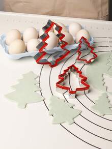 3pcs Christmas Tree Cookie Cutter Set, 430 Stainless Steel With Red Plastic Rim, Small Medium Large 3 Sizes, Reusable Baking Tools For Holiday Dessert Making, Christmas Party Cookie Mold - Multicolor - View 9