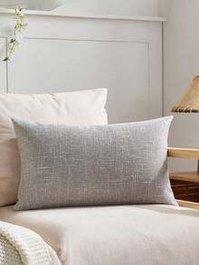 1pc (Pillow Insert Not Included) Multi-Color Textured Throw Pillow Cover, Modern Farmhouse Faux Linen Texture Cushion Cover, Suitable For Bedroom, Dining Room, Bed, Sofa, Car, Decorative Pillow Case, All Season - Grey - View 10