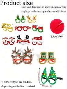 10/5pcs Christmas Glasses Party Decoration, Party Decoration, Fun Costume Glasses, Winter Party Photo Props, Party Atmosphere Accessories - Multicolor - View 7