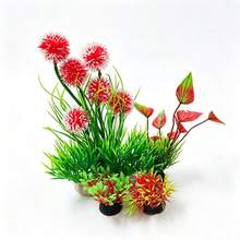 人造水族植物裝飾套組，塑膠仿真水草魚缸造景，水族造景人造水草，觀賞魚造景套組 - A - 查看 2