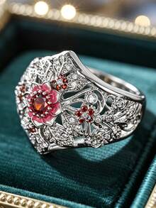1pc Charming Cubic Zirconia Ring Women Wedding Engagement Party Jewelry Valentine's Day Gift - 1# - View 10