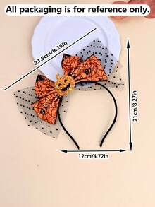1pc Girls Halloween Pumpkin Spider Web 3D Bow Headband, Cute Atmosphere Party Stage Cosplay Photo Shoot Hair Accessory - Multicolor - View 2