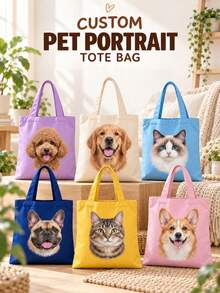 Tas Tote Foto dan Nama Hewan Peliharaan yang Dipersonalisasi, Tas Bahu Kapasitas Besar, Tas Tote Lipat yang Dapat Disesuaikan dengan Logo Nama, Tersedia dalam Berbagai Warna, Tas Bahu Kapasitas Besar Warna Polos, Cocok untuk Kerja - MultiWarna - View 7