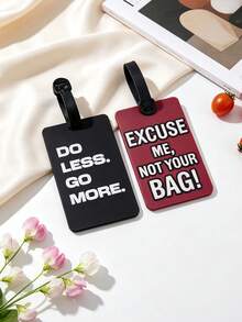 2PCS Funny Text Luggage Tags, Travel Business Trip Boarding Anti-Confusion Hanging Tags, Minimalist Highly Attractive Suitcase Accessories, Customizable Hand-Written Information Check-In Labels, Practical Travel Luggage Tags Party Birthday Gift - Multicolor - View 3