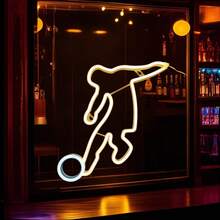 1pc LED Soccer Action Pattern Neon Light Bar Wall Scene Decor Hanging Lamp Battery/USB Powered Romantic Fairy Light Home Holiday Birthday Party Bedroom Room Decoration - Football Neon Sign - View 7