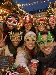 10/5pcs Christmas Glasses Party Decoration, Party Decoration, Fun Costume Glasses, Winter Party Photo Props, Party Atmosphere Accessories - Multicolor - View 4