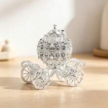 Crystal Pumpkin Carriage Jewelry Storage Organizer Box - Rhinestone Princess Carriage Shaped Jewelry Storage Box, Hand-Painted Jewelry Storage Display Box, Women's Collectible Decorative Ornament - Pumpkin Carriage - View 6