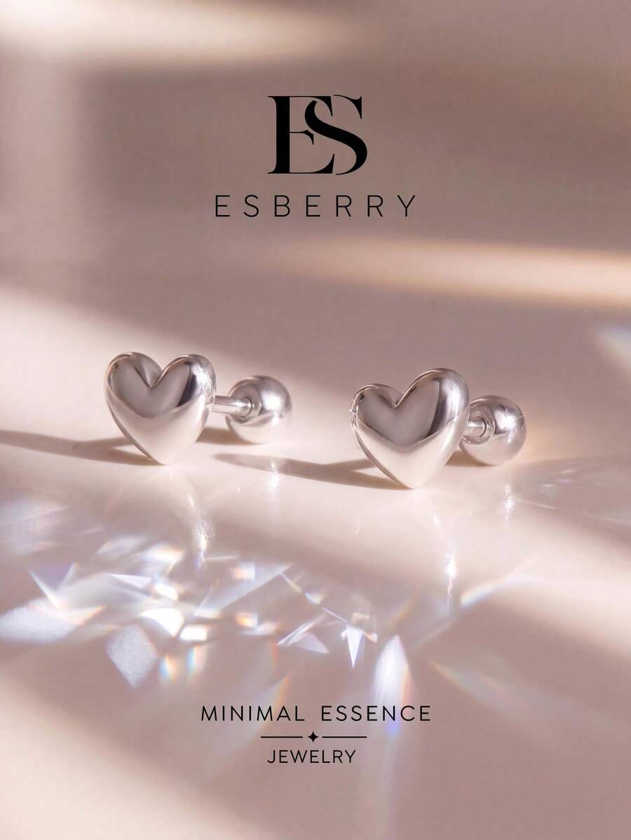 ESBERRY 1對迷你心形耳環，甜美迷人，適合作為情人節女性珠寶禮物