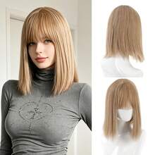 Synthetic Wig Women Short Bob Wig Light Rose Gold Straight Middle Part Hair Wig Daily Party Heat Resistant Synthetic Hair Wigs - Multicolor - View 11