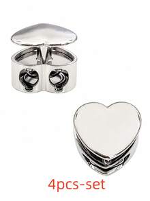 12/8/4/1pc/Set Multi-Functional Heart-Shaped Double-Hole Cord Lock (Silver/Gunmetal/Black), Spring Buckle Adjuster, Commonly Used For Hoodie, Backpack Or Clothing Drawstring Adjustment, Clothing Accessories - Multiple Styles - View 18