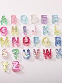 52pcs Acrylic 3D Transparent Colorful Large Hole Jelly Creative Letter Beads, Suitable For Handmade DIY Materials, Jewelry Making Materials, Keychains And Party Decorations, Cute Style, Ideal Accessory For Creative Handmade Crafts - Upgraded Version (UV Process) - View 6