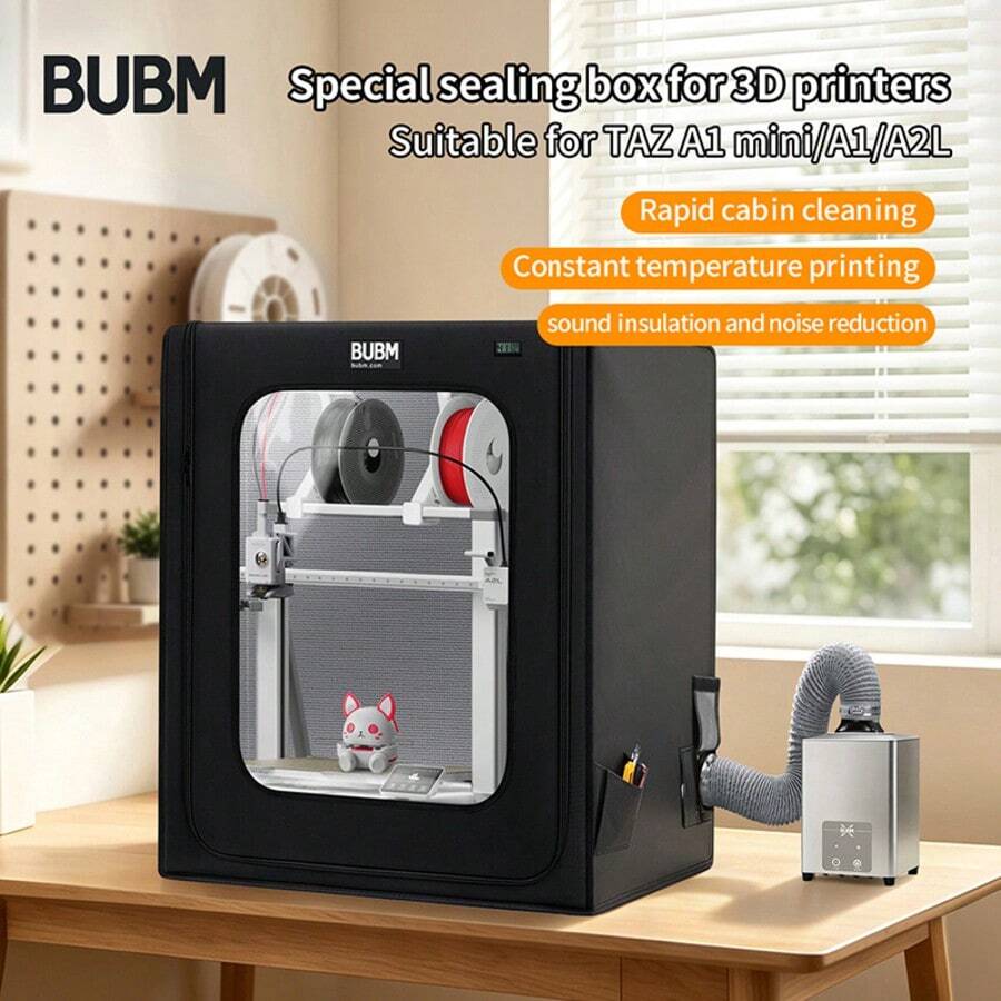BUBM 3D Printer Enclosure, Flame Retardant Soundproof Constant Temperature Printing Box, Suitable For Bambu Lab A1/A1 Mini/A2L, Dust-Proof 3D Printer Cover, Multi-Sided Exhaust Vents, Reduce VOC And Smoke - View 1