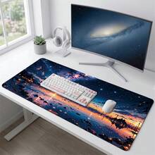 Anime Starry Sky Shooting Star Pattern Gaming Mouse Pad, Non-Slip Rubber Desk Mat, Smooth Sliding Surface, Suitable For Computer Laptop Office Home, Dreamy Abstract Art Decor, Back To School Supplies - A - View 6