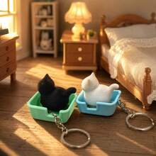 Cute Cat Litter Box Shape Clicker Keychain, Novelty Stress Relieving ...