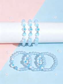 6pcs/Set Christmas Snowflake Soft Clay Hanging Decor Charming Beaded Children's Jewelry Bracelet Girls Daily Holiday Party Gift - Multicolor - View 5
