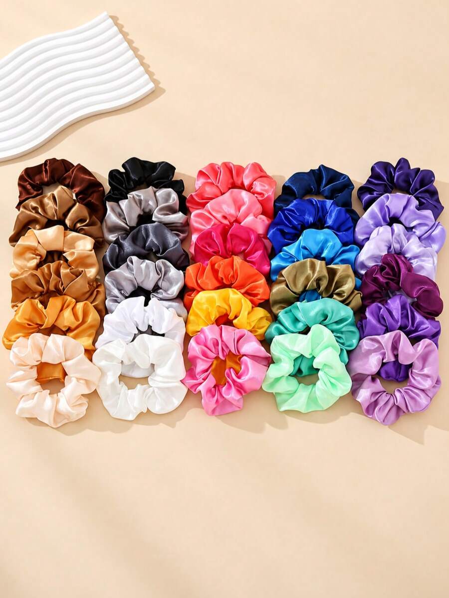 40/30/20pcs/Set Multi-Color Minimalist Satin Headbands, Including Various Colors, Achieving An Ultimate Atmosphere, Low-Key And Elegant, Sweet And Soft, Full Of Vitality And Casual, Minimalist Style Fashion Hair Accessories - Suitable For Girls And Teenagers To Wear, Perfect For Daily Wear, School, Vacation, Commuting, Photography And Other Occasions. - Multicolor - View 1