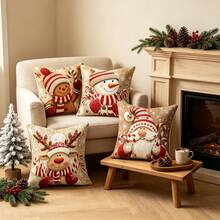 4PCS Red Grey Geometric Floral Letter Print Throw Pillow Covers, Home Sweet Home Zigzag Wavy Pattern Decorative Cushion Cases For Sofa Bedroom, Home Decor / Room Decor, Single‑Sided Print, Pillow Insert Not Included - Multicolor - View 1