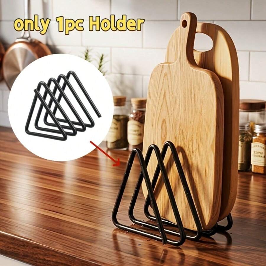 1pc Heavy Duty Metal Cutting Board Storage Rack - Triangular Cutting Board Holder, Space-Saving Cabinet/Countertop Organizer, Baking Sheet Rack - Sturdy Kitchen Storage Rack (No Screws/Easy Installation), Kitchen Storage Container, Kitchen Countertop Organizer, Kitchen Storage Rack, Kitchen Storage Shelf, Kitchen Supplies Storage, Kitchen Storage Solution, Baking Storage