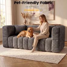 RUMMY Memory Foam Sofa Body Adapting Contour&Removable Cover, Apartment-Sized Deep Seat Design With Removable Sofa Cover (2 Seats, Grey) - Grey - View 3