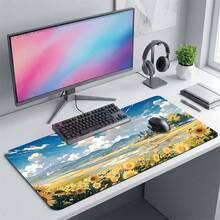 Sunflower Blue Sky White Clouds Pattern Gaming Mouse Pad, Non-Slip Rubber Desktop Mat, Smooth Sliding Surface, Suitable For Computer Laptop Office Home, Bright Abstract Art Decor, Back To School Supplies - A - View 1