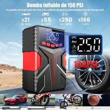 Arrancador de Batería para Auto 10000A Portátil, Compresor de Aire 150 PSI con Power Bank 40000mAh, Inflador Inteligente con Pantalla LED para Coche, Moto y Vehículos - Negro - Ver 4