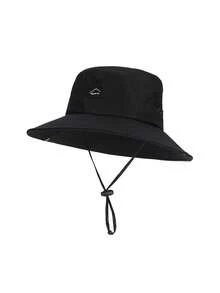 JOYLORD Topi Bucket Pria untuk Memancing Outdoor Warna Polos Cepat Kering dan Bernapas dengan Perlindungan Matahari Gaya Koboi Barat Topi Matahari Dua Fungsi - A - View 3