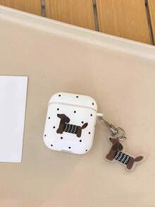 Brown Dachshund Dog Design Compatible With Airpods Pro2 Wireless 1/2/3 Generation Earphone Case Cute Pendant, Cute Dog Graphic Protective Case Compatible With Apple 5/4/2/3 Generation Pro2 Earphone Soft Shell, Suitable As A Gift For Her - Polka Dot Dachshund + Dog Charm - View 7